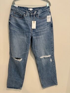 Good American Light Blue Distressed Straight-Leg Jeans